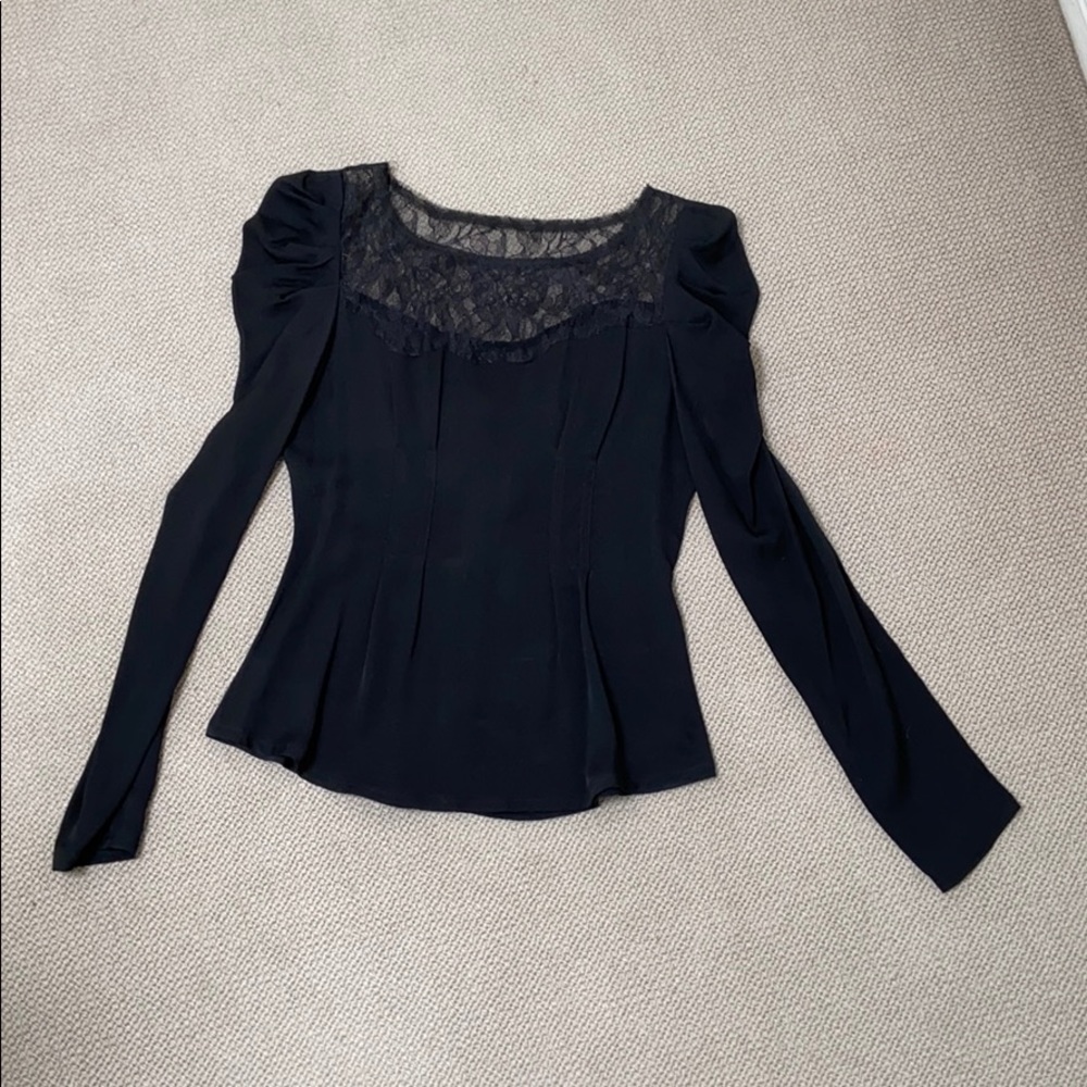 Ace Delivery Black Silk Top with Lace